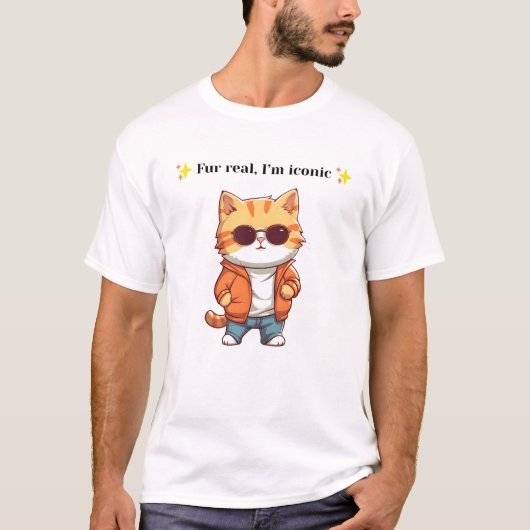 Fur Real, I’m Iconic | Funny Cat Graphic T-Shirt (Voorkant)