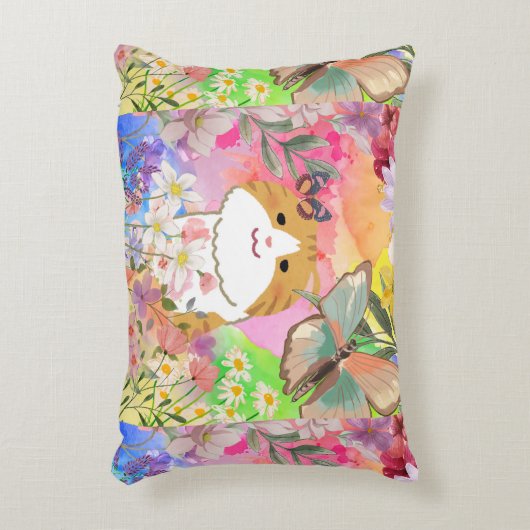 Fur-real, ik ben Flower-Powered - Schattigee katte Accent Kussen (Voorkant(Verticaal))