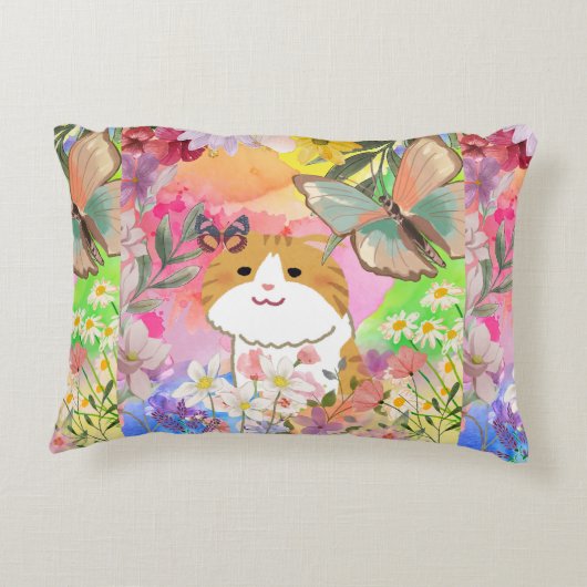 Fur-real, ik ben Flower-Powered - Schattigee katte Accent Kussen (Achterkant)