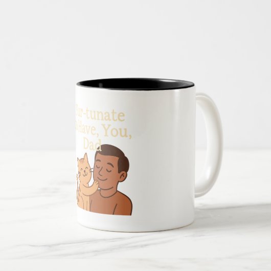Fur-tunate To Have You, Dad - Schattige kattencade Tweekleurige Koffiemok (Voorkant rechts)
