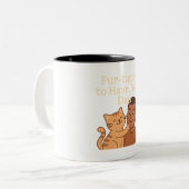 Fur-tunate To Have You, Dad - Schattige kattencade Tweekleurige Koffiemok (Voorkant links)