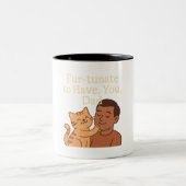 Fur-tunate To Have You, Dad - Schattige kattencade Tweekleurige Koffiemok (Center)