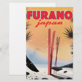 Furano Japanse reisposter. Briefpapier (Voorkant / Achterkant)