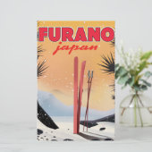Furano Japanse reisposter. Briefpapier (Staand voorkant)