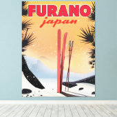 Furano Japanse reisposter. Canvas Afdruk (Insitu (Houten vloer))