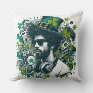 Furbabies Art – St. Patrick’s DJ 🎧☘️🐾 Kussen