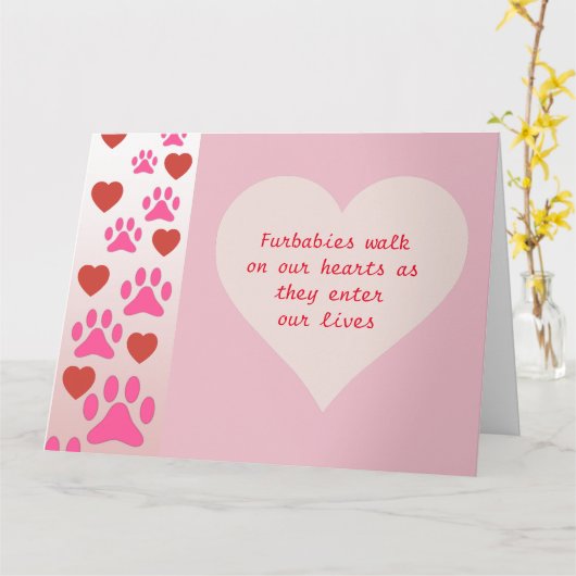 Furbabies lopen op ons hart - Pink Congrats Kaart (Gele Bloem)