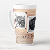 Furbaby Mom Dad Wood Grain Multi-foto Latte Mok (Linkerhoek)
