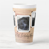 Furbaby Mom Dad Wood Grain Multi-foto Latte Mok (Voorkant)