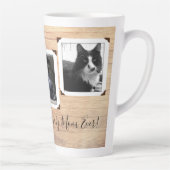 Furbaby Mom Dad Wood Grain Multi-foto Latte Mok (Rechts)