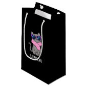 Furbulle Funny Elegant Cat Pun Dark BG Klein Cadeauzakje (Voorkant Gekanteld)