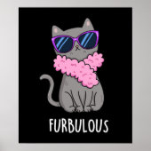 Furbulle Funny Elegant Cat Pun Dark BG Poster (Voorkant)