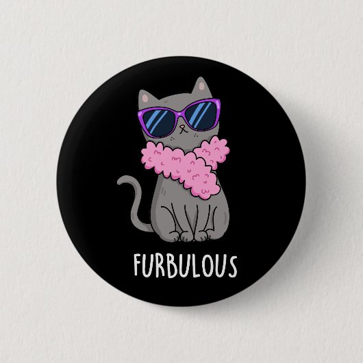 Furbulle Funny Elegant Cat Pun Dark BG Ronde Button 5,7 Cm (Voorkant)