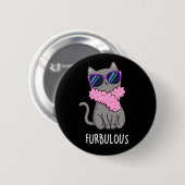 Furbulle Funny Elegant Cat Pun Dark BG Ronde Button 5,7 Cm (Voorkant /achterkant)