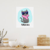 Furbulous Funny Elegant Cat Pun Poster (Keuken)