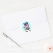 Furbulous Funny Elegant Cat Pun Ronde Sticker (Envelop)