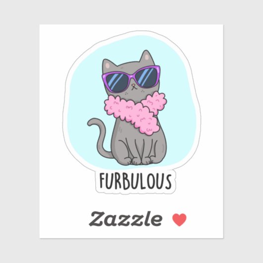Furbulous Funny Elegant Cat Pun Sticker (Vel)