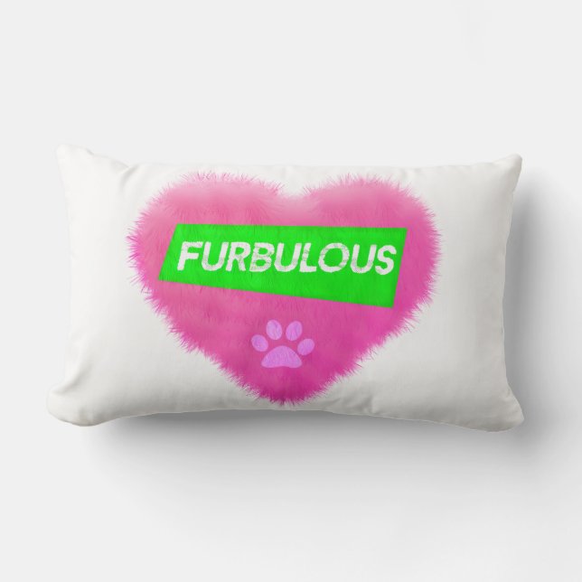 Furbulous Pink Furry Heart Pillow Kussen (Voorkant)