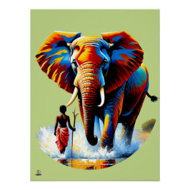 Furchtloser Junge trifft Elefantenbullen Perfect Poster