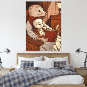 Furet die een jonge fret leest canvas afdruk (Insitu (Slaapkamer))