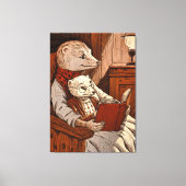 Furet die een jonge fret leest canvas afdruk (Voorkant)