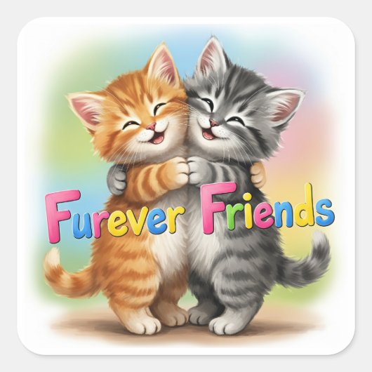 Furever Friends Vierkante Sticker (Voorkant)