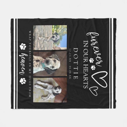 Furever In Our Hearts Dog Memorial Photo Blanket Fleece Deken (Voorkant (Horizontaal))