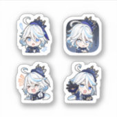 Furina Genshin Impact 4 stuks stickerblad Sticker (Voorkant)