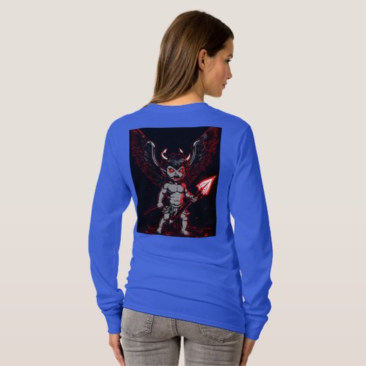 Furious Cupid: Red-Eyed Cherub met duivelse flair T-shirt (Achterkant volledig)