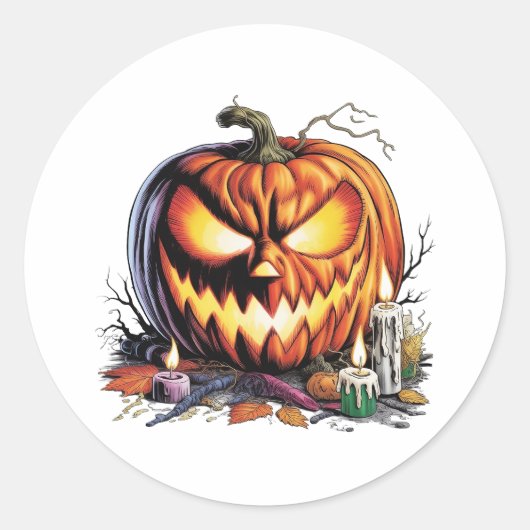 Furious Jack Halloween Ronde Sticker (Voorkant)
