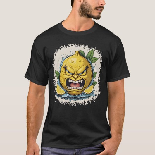 Furious Lemon Face with Splash Effect   T-shirt (Voorkant)