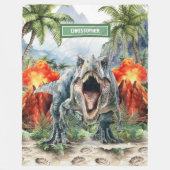 Furious T-Rex Deken Aangepaste Naam Gepersonalisee (Voorkant)