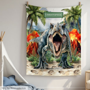 Furious T-Rex Deken Aangepaste Naam Gepersonalisee