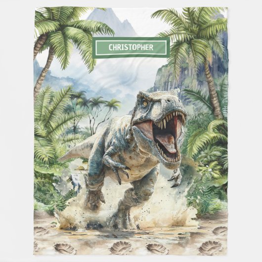 Furious T-Rex Deken Gepersonaliseerde Aangepaste N (Voorkant)