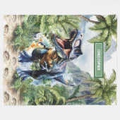 Furious T-Rex Dinosaur Deken Gepersonaliseerde Aan (Voorkant (Horizontaal))