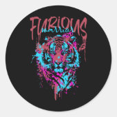 Furious Warrior Sickle Cell Bourgondië Tijgerlint Ronde Sticker (Voorkant)