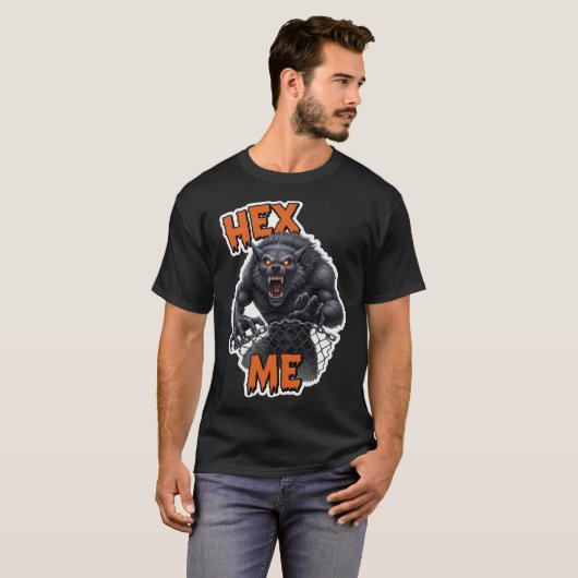 Furious werewolf with glowing eyes and sharp fangs t-shirt (Voorkant volledig)