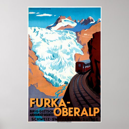 FURKA-OBERALP Narrow Mountain Pass Zwitserland Poster (Voorkant)