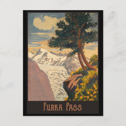 Furka-pas, Zwitserse Alpen Briefkaart (Voorkant)
