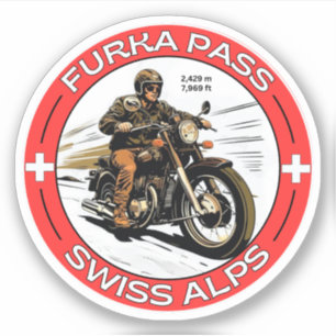 Furka-pas - Zwitserse bergpas roadtrip motobik Sticker