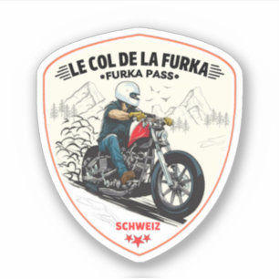 Furka-pas - Zwitserse bergpas roadtrip motobik Sticker