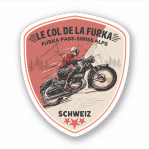 Furka-pas - Zwitserse bergpas roadtrip motobik Sticker
