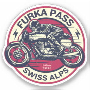 Furka-pas - Zwitserse bergpas roadtrip motorfiets Sticker
