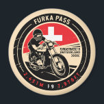 Furka Pass | Zwitserland | Motorfiets Magneet<br><div class="desc">Furka Pass gedaan in een ,  verontruste stijl embleem. Het is een beroemde bergpas die langs de Alpen in Zwitserland wordt gevonden.</div>