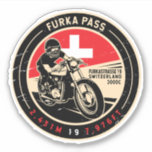 Furka Pass | Zwitserland | Motorfiets Sticker<br><div class="desc">Furka Pass gedaan in een ,  verontruste stijl embleem. Het is een beroemde bergpas die langs de Alpen in Zwitserland wordt gevonden.</div>