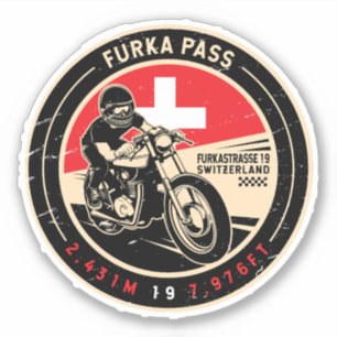 Furka Pass   Zwitserland   Motorfiets Sticker