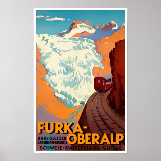 Furka Pass Zwitserland vintage Poster (Voorkant)