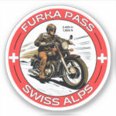 furka pass - zwitserse bergpas - reis motobik sticker (Voorkant)