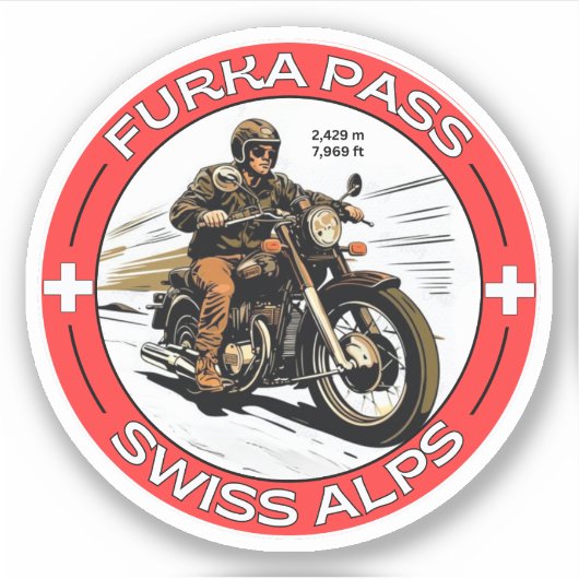 furka pass - zwitserse bergpas - reis motobik sticker (Voorkant)