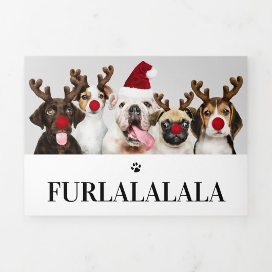 Furlalala Dog Gewaardeerde foto met kerstmis op ma Drieluik Wenskaart (Cover)